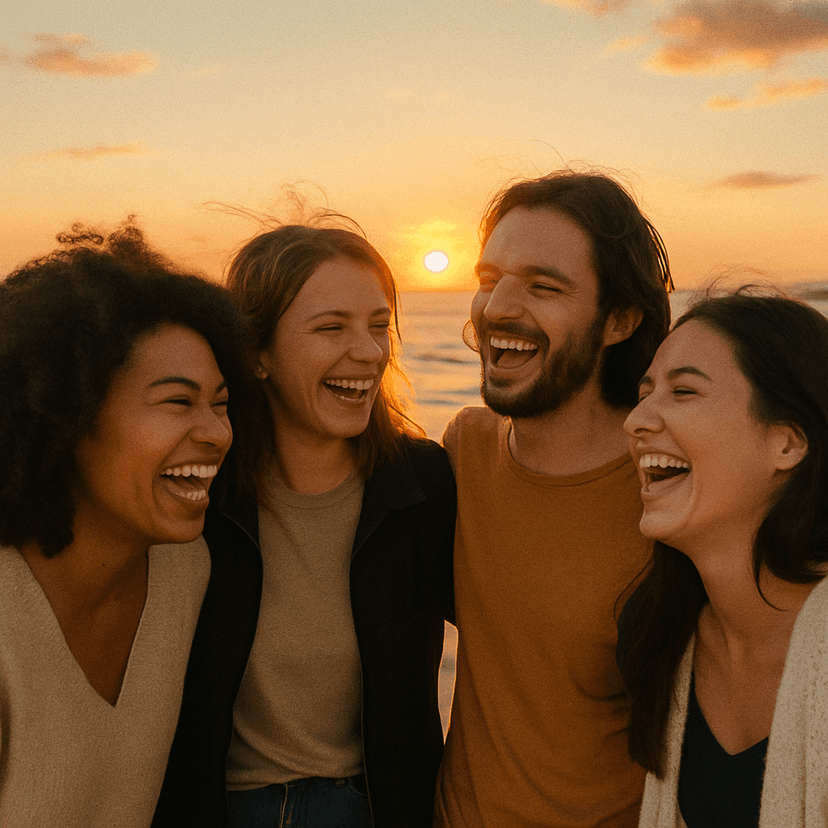 Beach sunset with friends